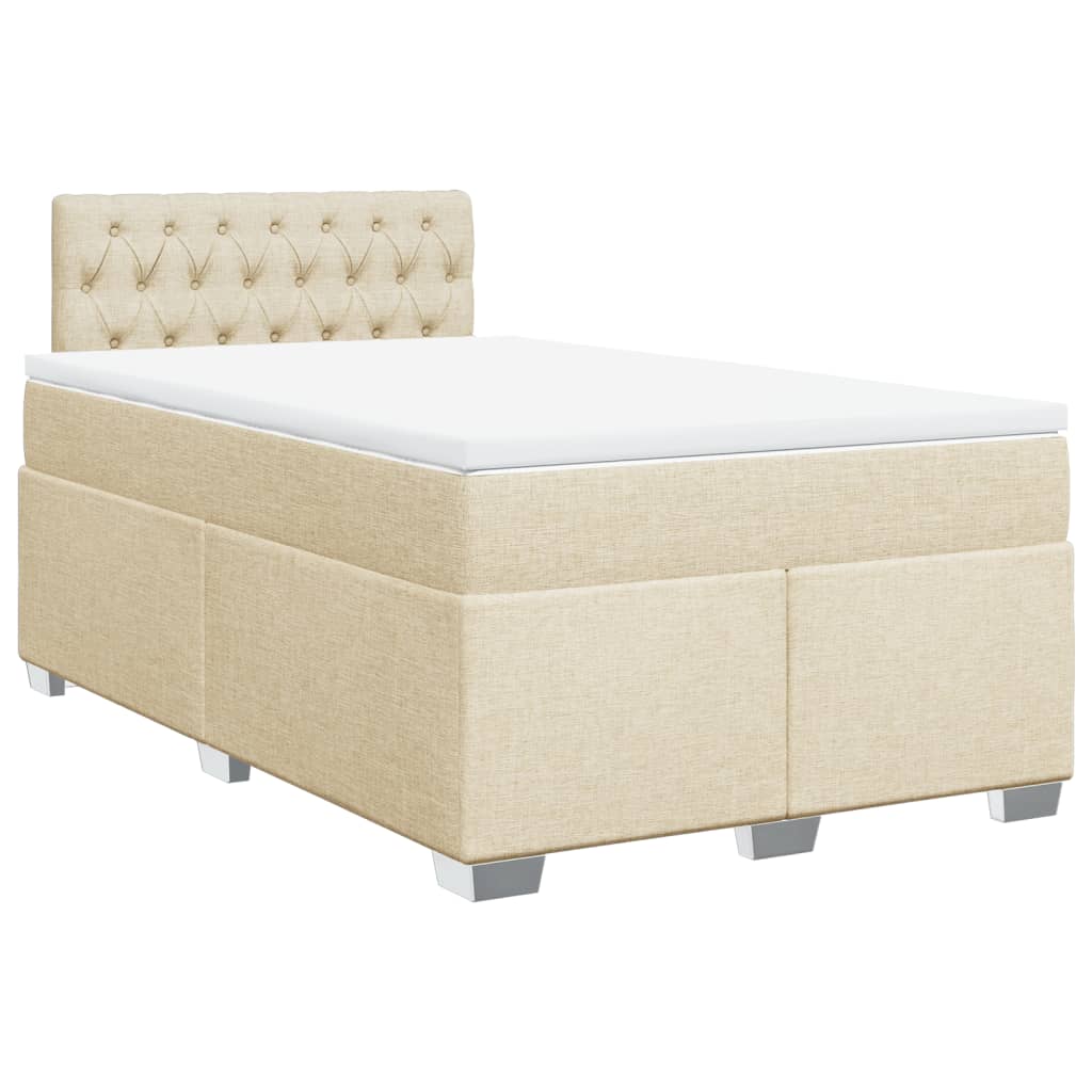 vidaXL Boxspring met matras stof crèmekleurig 120x190 cm afbeelding