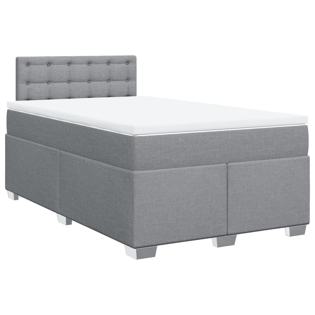 vidaXL Boxspring met matras stof lichtgrijs 120x190 cm afbeelding