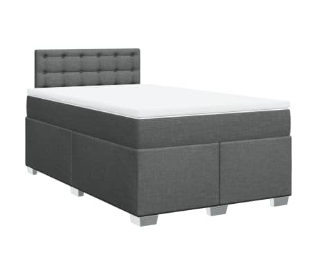 vidaXL Boxspringbett mit Matratze Dunkelgrau 120x190 cm Stoff