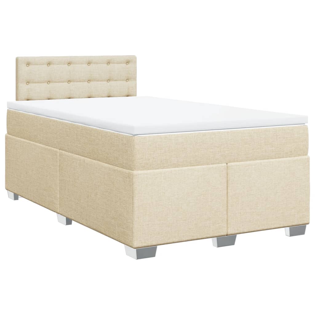 vidaXL Boxspring met matras stof crèmekleurig 120x190 cm afbeelding