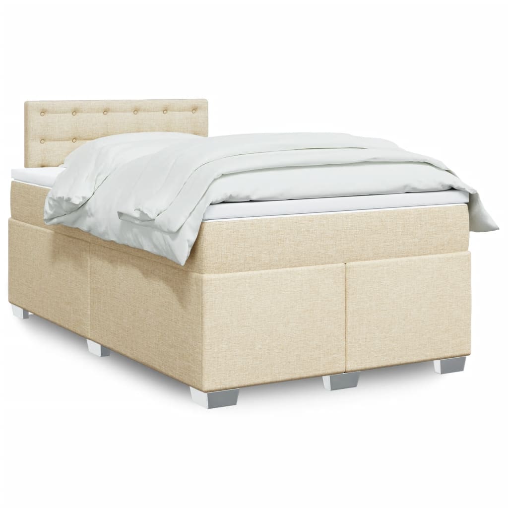 Boxspringbett mit Matratze Creme 120×190 cm Stoff