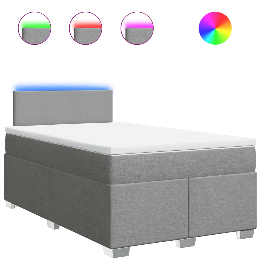 vidaXL Boxspring met matras stof lichtgrijs 120x200 cm grijs, foto 3