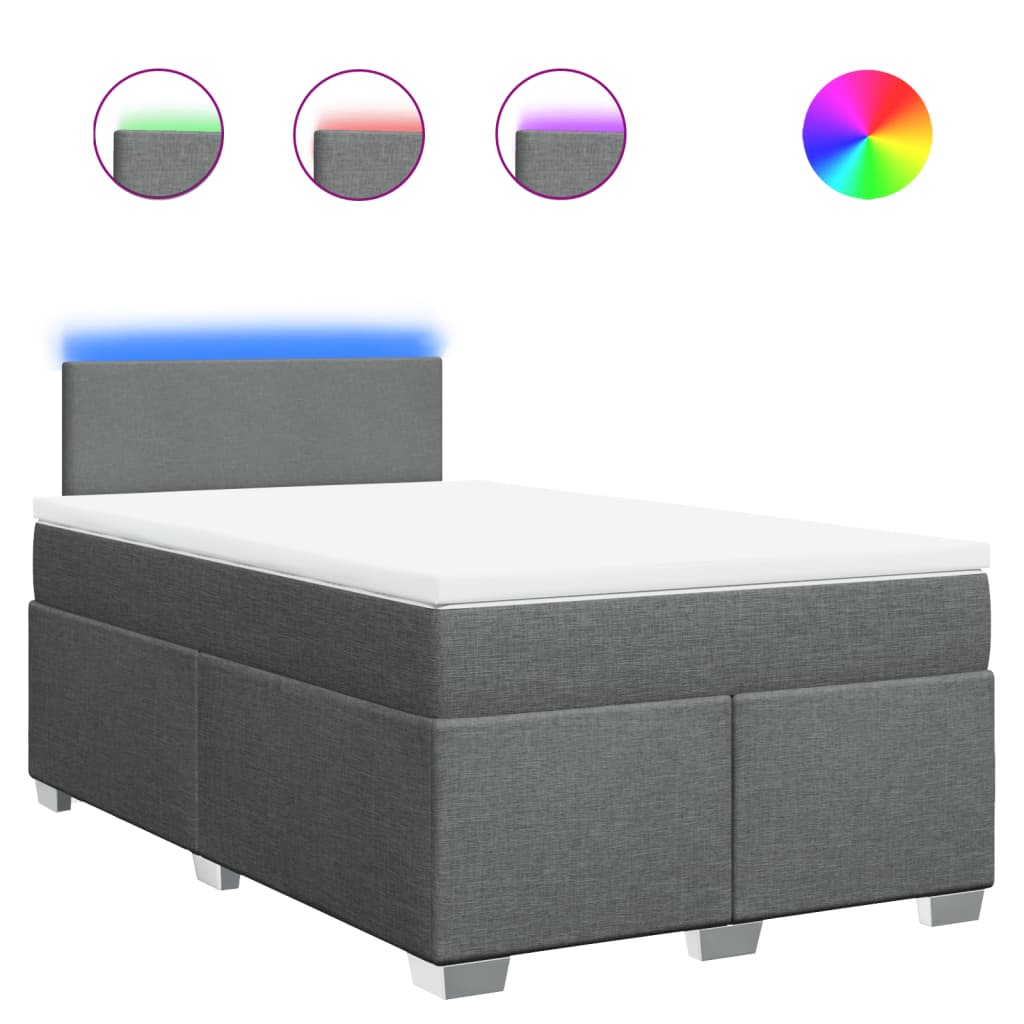Thumbnail - vidaXL Boxspringbett mit Matratze Dunkelgrau 120x200 cm Stoff