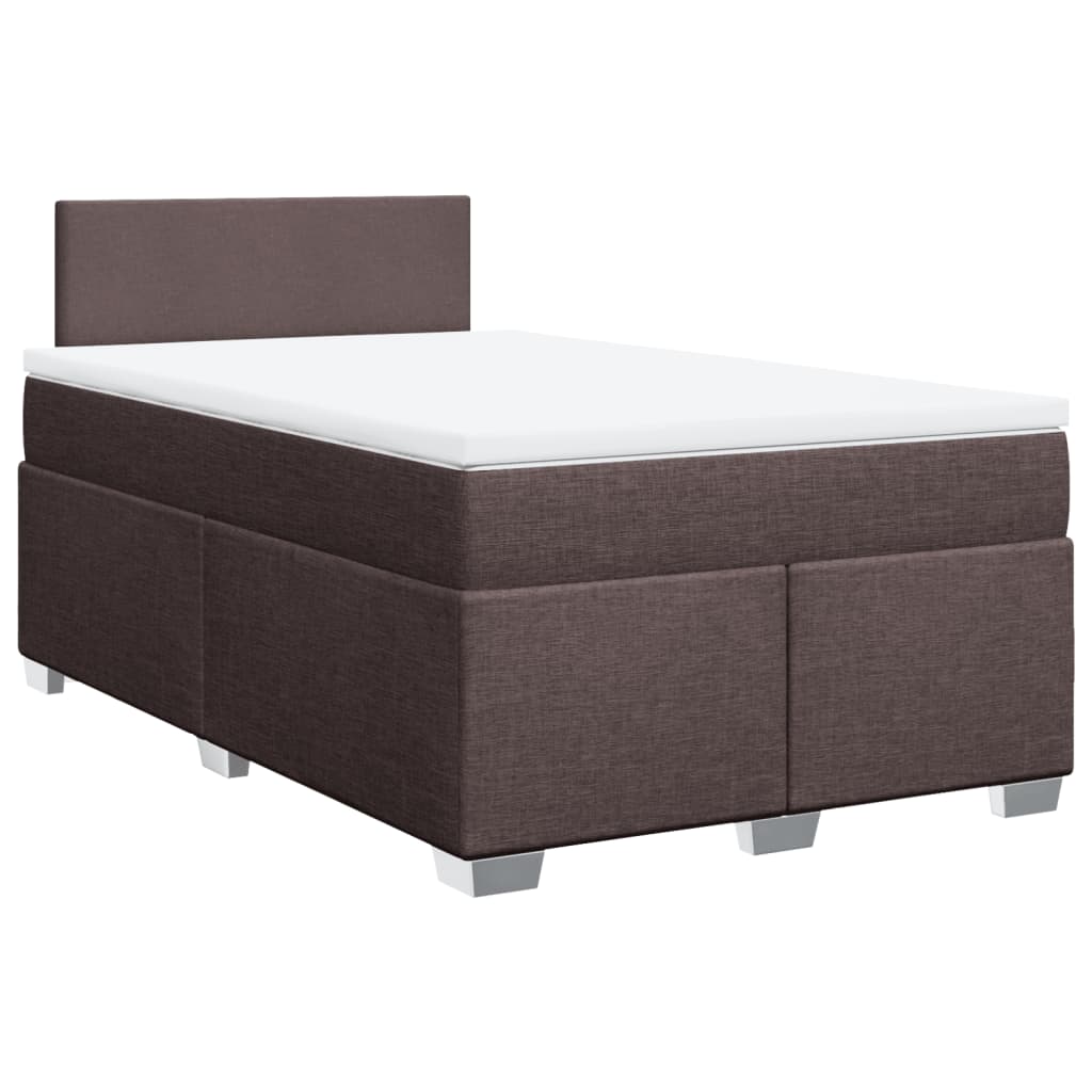 vidaXL Boxspring met matras stof donkerbruin 120x200 cm afbeelding