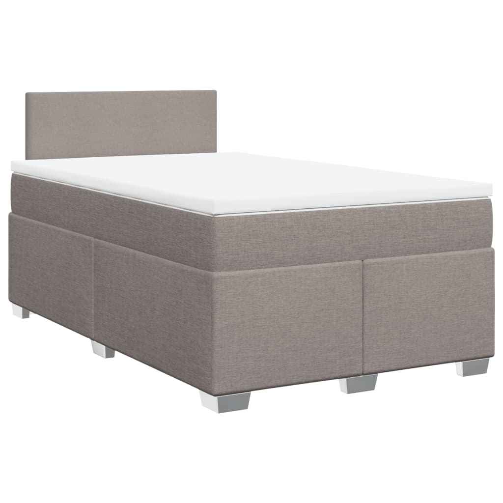 vidaXL Boxspring met matras stof taupe 120x200 cm afbeelding