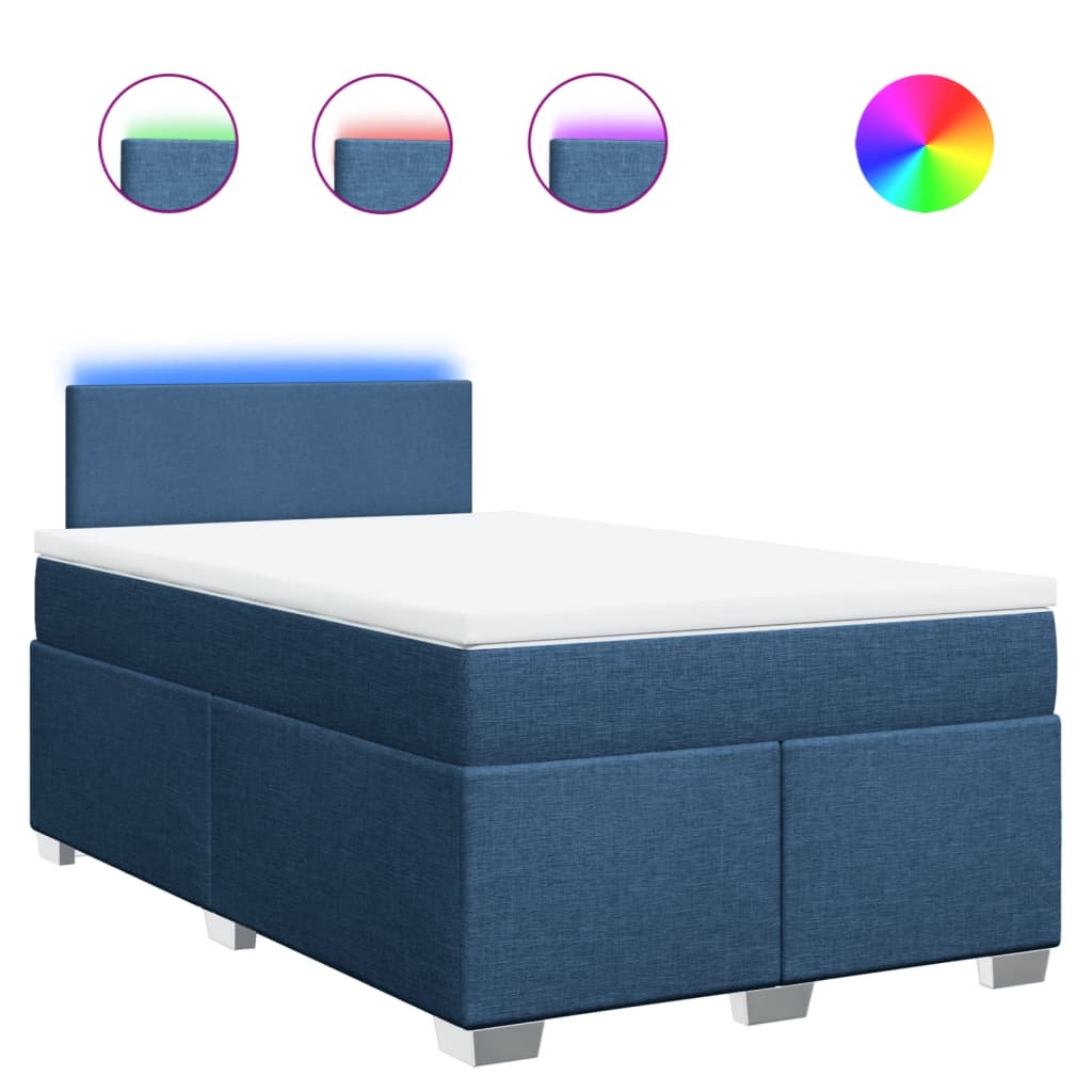 vidaXL Boxspring met matras stof blauw 120x200 cm, foto 3