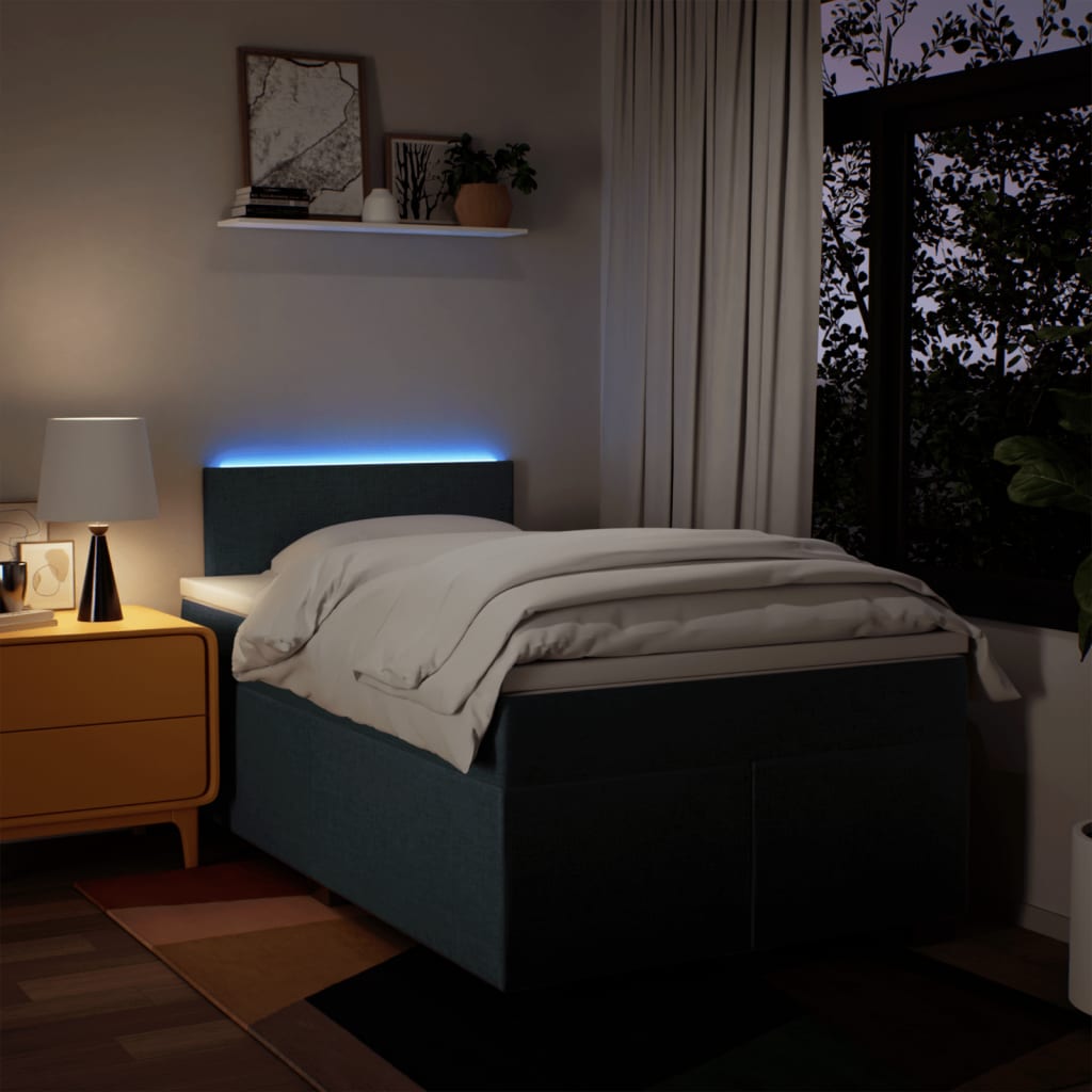 vidaXL Boxspring met matras stof blauw 120x200 cm, foto 4