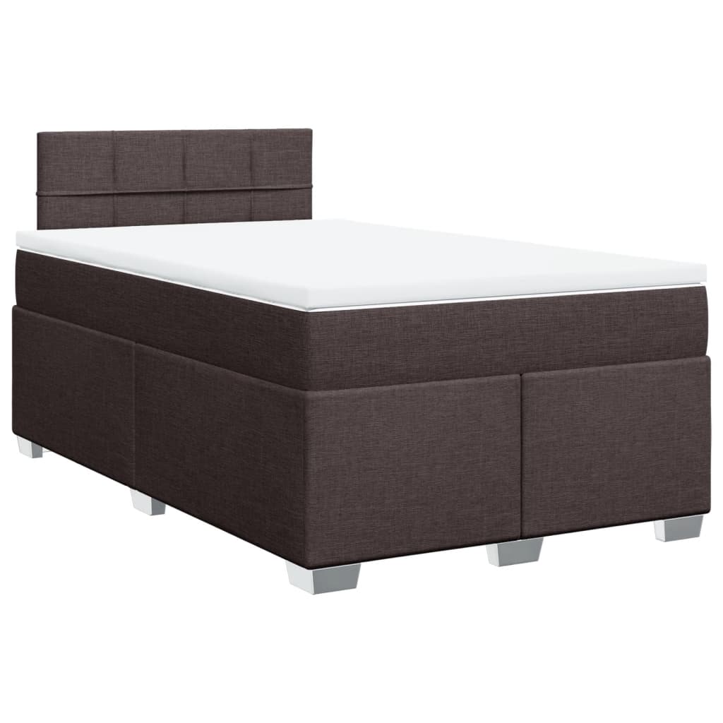 vidaXL Boxspring met matras stof donkerbruin 120x200 cm afbeelding