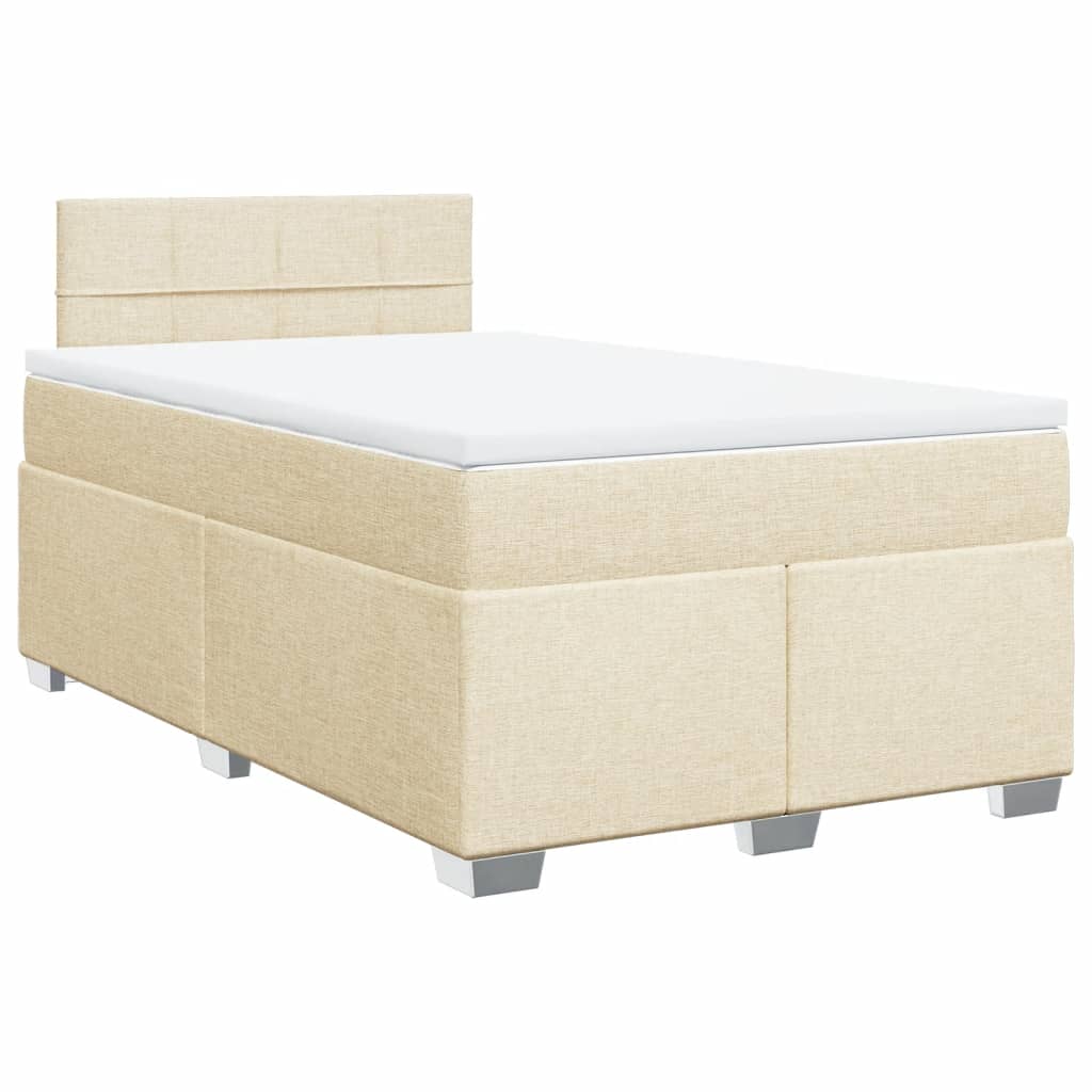 vidaXL Boxspring met matras stof crèmekleurig 120x200 cm afbeelding