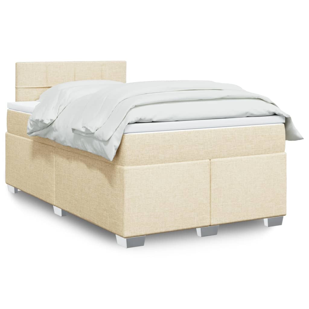 Boxspringbett mit Matratze Creme 120×200 cm Stoff