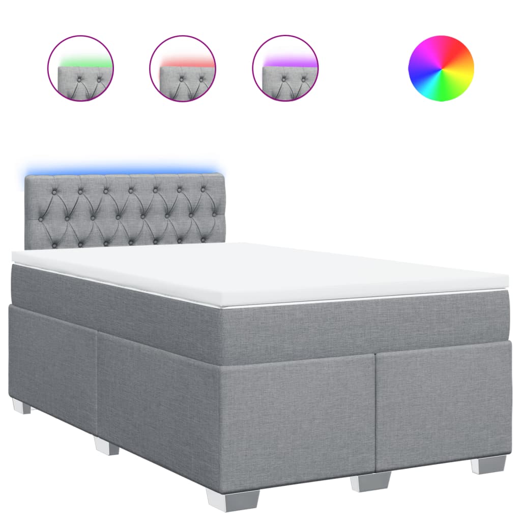 vidaXL Boxspring met matras stof lichtgrijs 120x200 cm grijs, foto 3