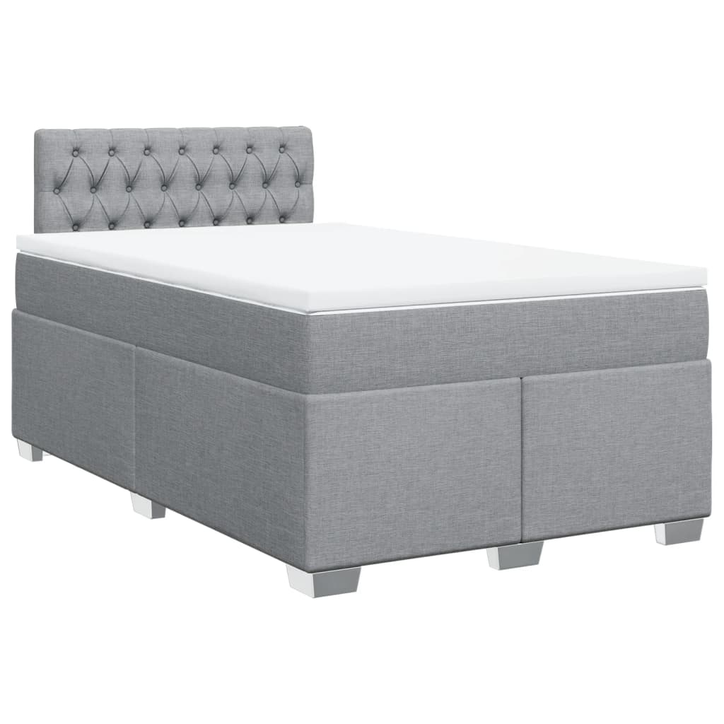 vidaXL Boxspring met matras stof lichtgrijs 120x200 cm afbeelding