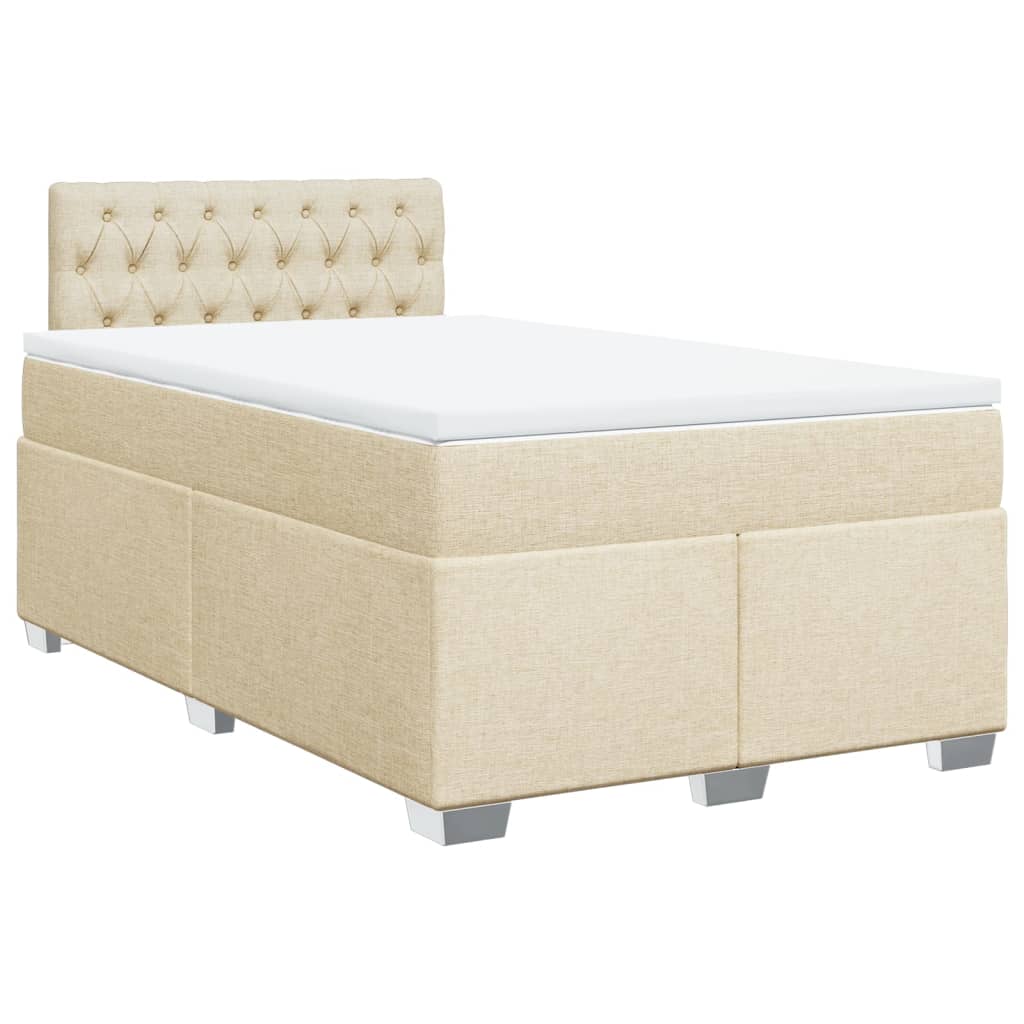vidaXL Boxspring met matras stof crèmekleurig 120x200 cm afbeelding