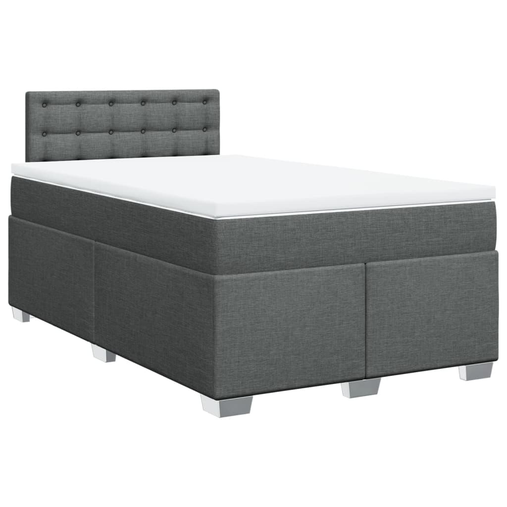 vidaXL Boxspring met matras stof donkergrijs 120x200 cm afbeelding