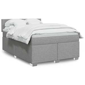 Box spring postel s matrací světle šedá 140 x 190 cm textil - obrázek 1