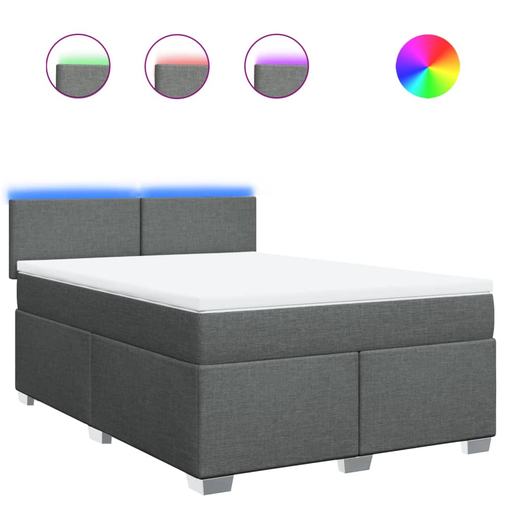 Thumbnail - vidaXL Boxspringbett mit Matratze Dunkelgrau 140x190 cm Stoff