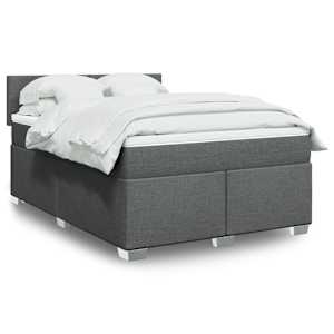 Box spring postel s matrací tmavě šedý 140 x 190 cm textil - obrázek 1