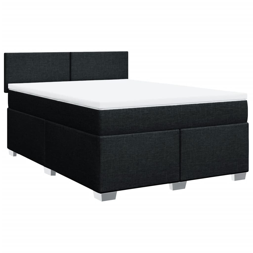 vidaXL Boxspring met matras stof zwart 140x190 cm afbeelding