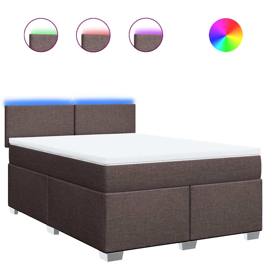 vidaXL Boxspring met matras stof donkerbruin 140x190 cm bruin, foto 3