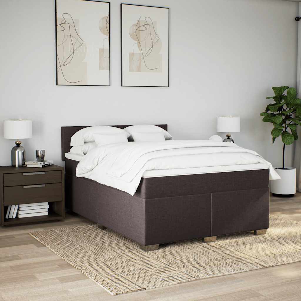vidaXL Boxspring met matras stof donkerbruin 140x190 cm bruin, foto 2