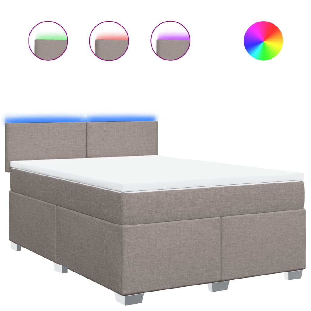 vidaXL Boxspring met matras stof taupe 140x190 cm, foto 3