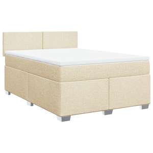 vidaXL Boxspring met matras stof cr&egrave;mekleurig 140x190 cm