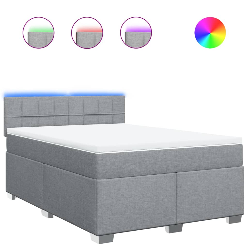 Thumbnail - vidaXL Boxspringbett mit Matratze Hellgrau 140x190 cm Stoff
