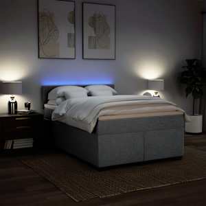 Box spring postel s matrací světle šedá 140 x 190 cm textil - obrázek 5