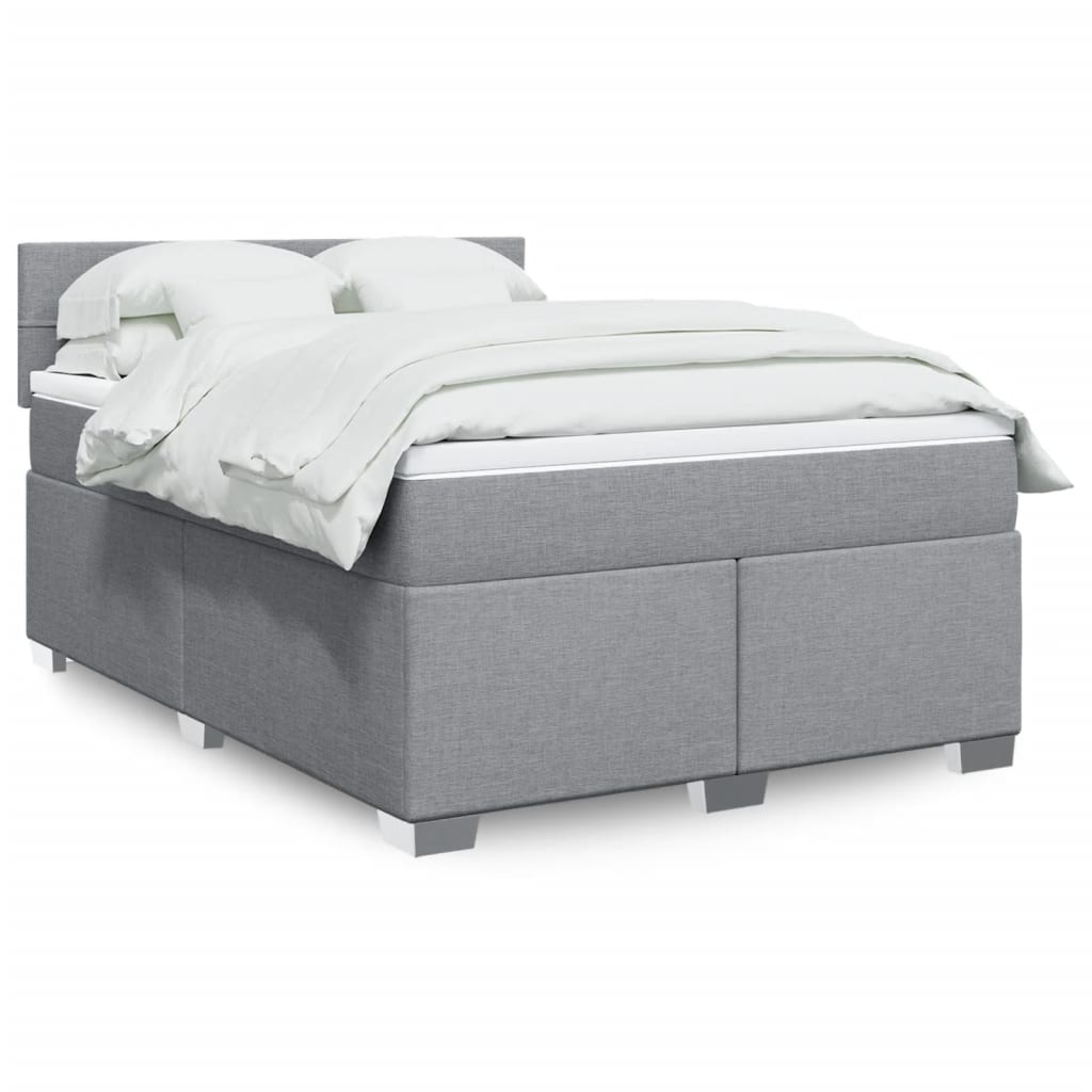 Boxspringbett mit Matratze Hellgrau 140×190 cm Stoff