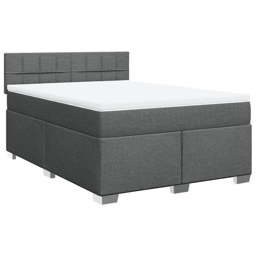 vidaXL Boxspring met matras stof donkergrijs 140x190 cm afbeelding