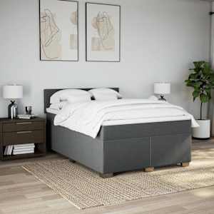 Box spring postel s matrací tmavě šedý 140 x 190 cm textil - obrázek 4