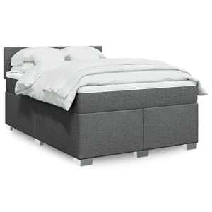 Box spring postel s matrací tmavě šedý 140 x 190 cm textil - obrázek 1