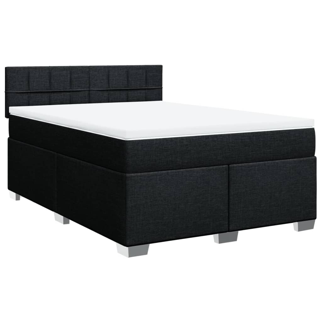 vidaXL Boxspring met matras stof zwart 140x190 cm afbeelding