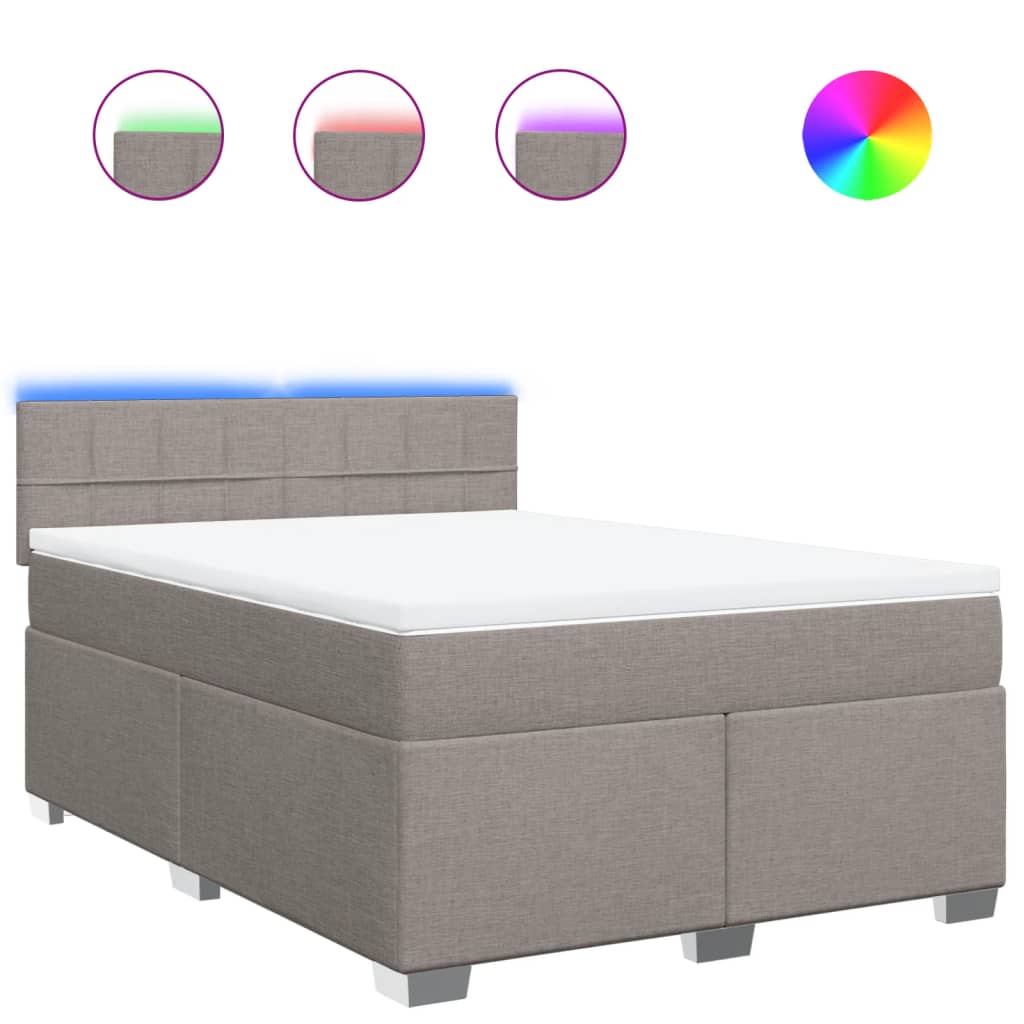Thumbnail - vidaXL Boxspringbett mit Matratze Taupe 140x190 cm Stoff