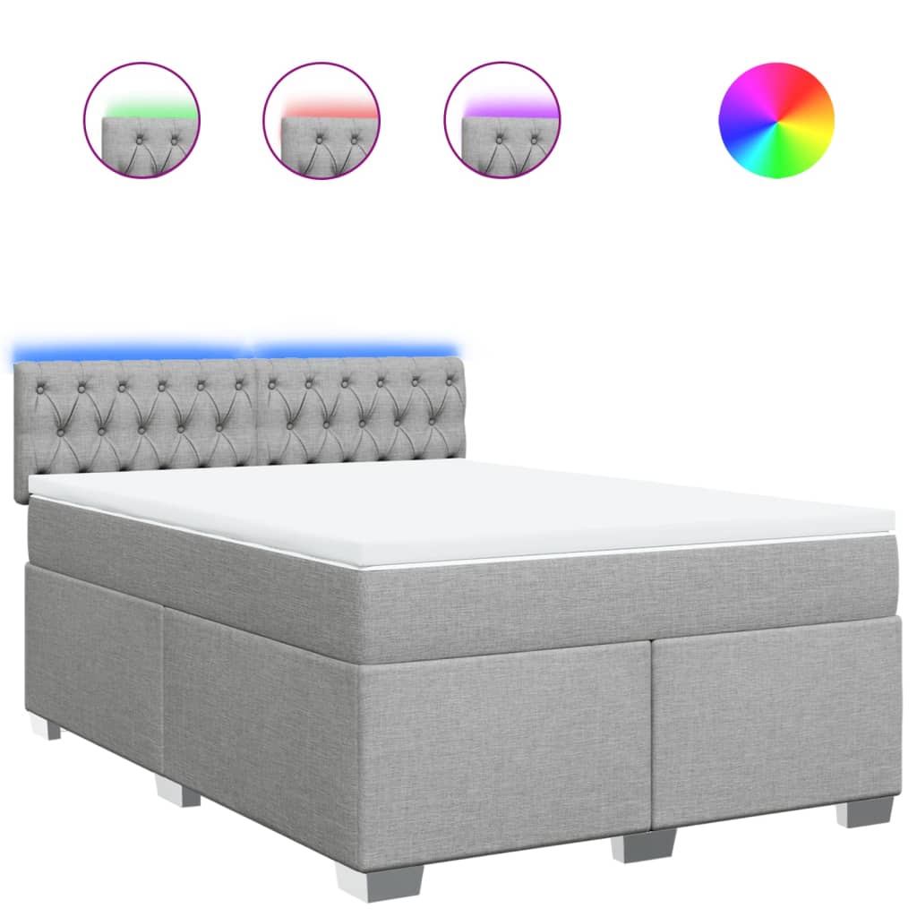 Thumbnail - vidaXL Boxspringbett mit Matratze Hellgrau 140x190 cm Stoff