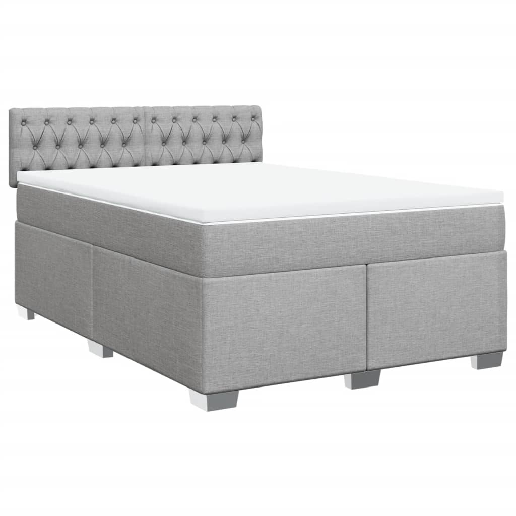 vidaXL Boxspring met matras stof lichtgrijs 140x190 cm afbeelding