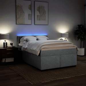 Box spring postel s matrací světle šedá 140 x 190 cm textil - obrázek 5