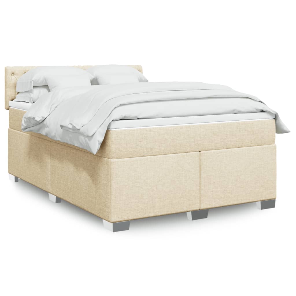 Boxspringbett mit Matratze Creme 140×190 cm Stoff