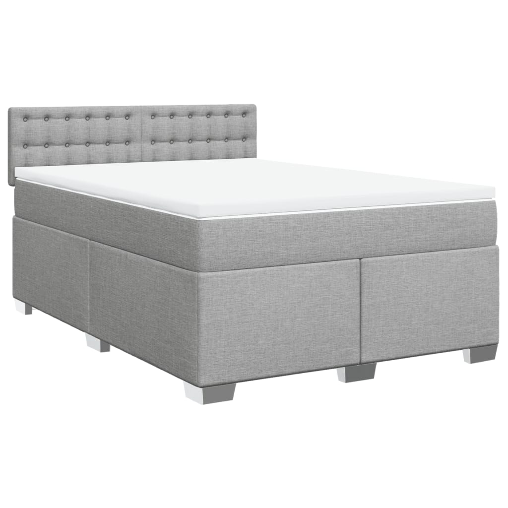vidaXL Boxspring met matras stof lichtgrijs 140x190 cm afbeelding