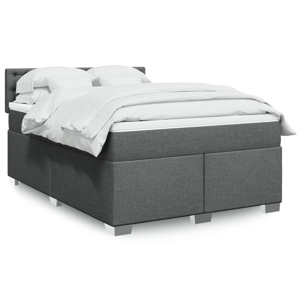 Boxspringbett mit Matratze Dunkelgrau 140×190 cm Stoff