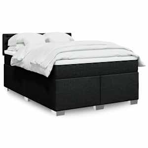 Box spring postel s matrací černá 140 x 190 cm textil - obrázek 1