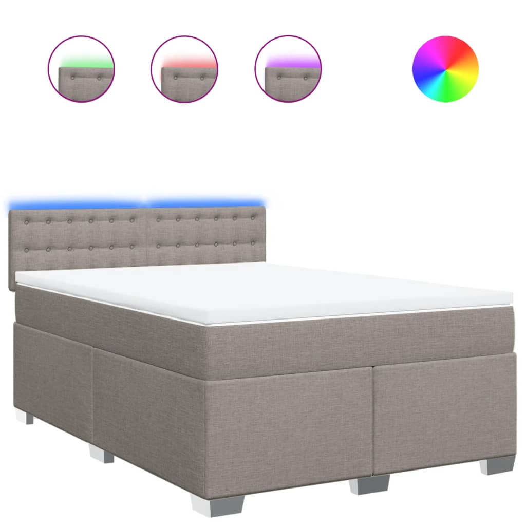 Thumbnail - vidaXL Boxspringbett mit Matratze Taupe 140x190 cm Stoff