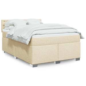 Box spring postelja z vzmetnico krem 140x190 cm blago
