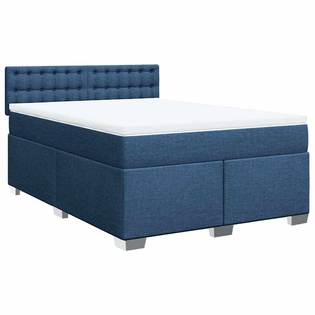 Thumbnail - vidaXL Boxspringbett mit Matratze Blau 140x190 cm Stoff