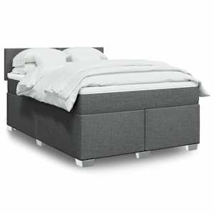 Box spring postel s matrací tmavě šedá 140x200 cm textil - obrázek 1