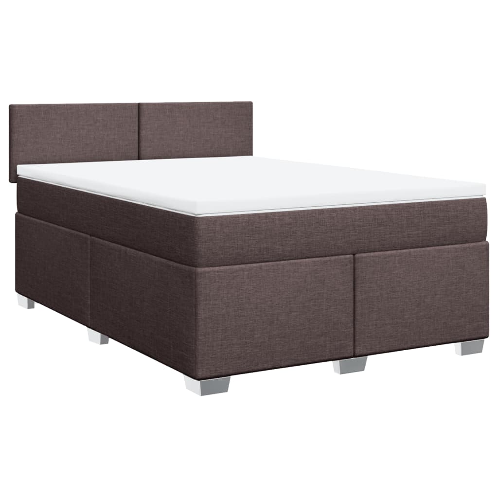 vidaXL Boxspring met matras stof donkerbruin 140x200 cm afbeelding