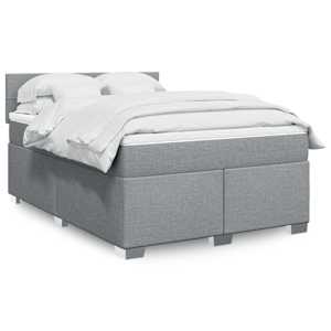 Box spring postelja z vzmetnico svetlo siva 140x200 cm blago