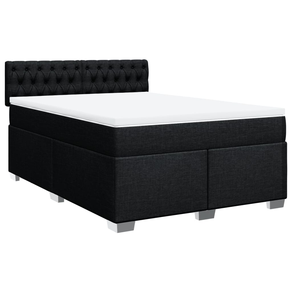 vidaXL Boxspring met matras stof zwart 140x200 cm afbeelding
