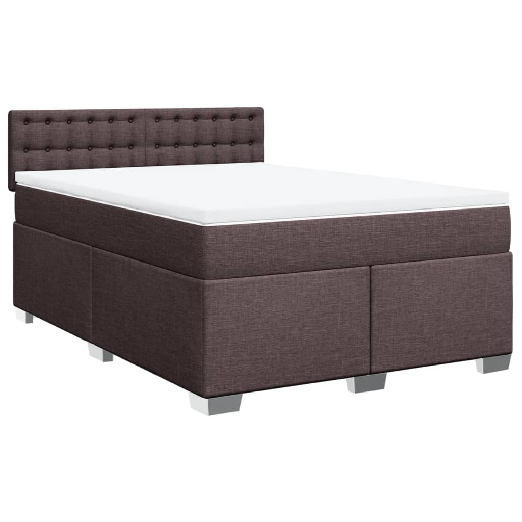vidaXL Boxspring met matras stof donkerbruin 140x200 cm afbeelding