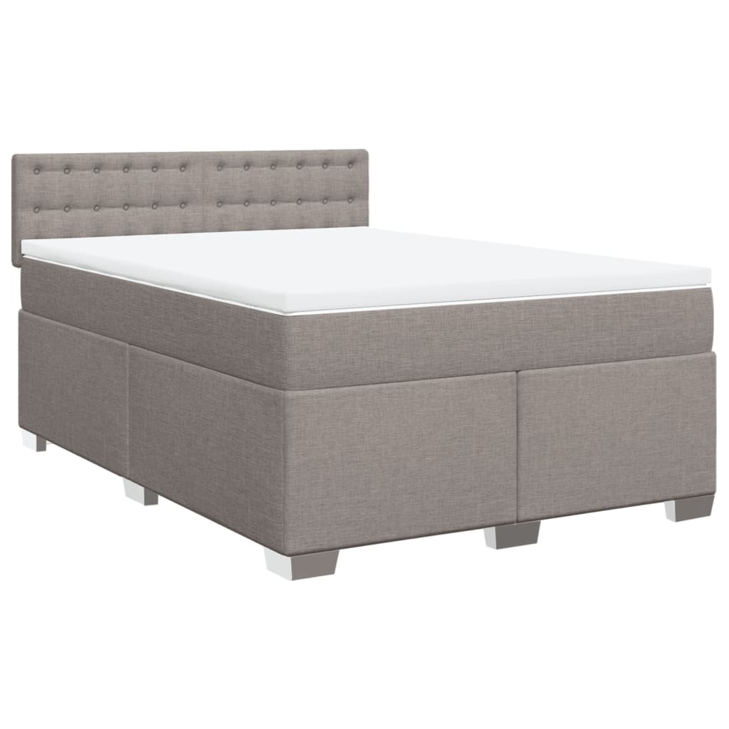 vidaXL Pat continental cu saltea gri taupe 140x200 cm material textil
